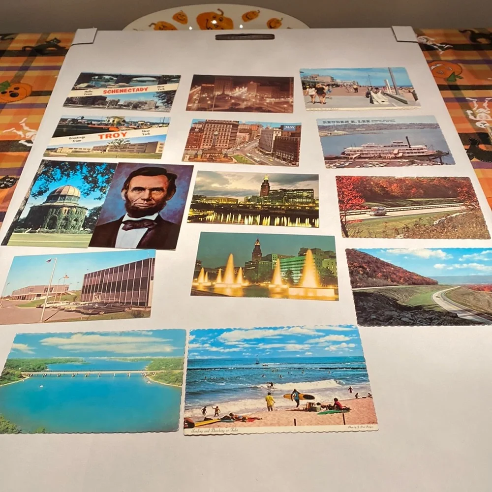 15 unused vintage postcards. From the 1950’s and 60’s. One has a stain on back